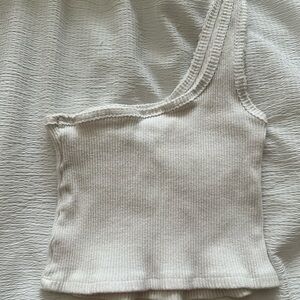 Full Tilt White One-Shoulder Crop Top